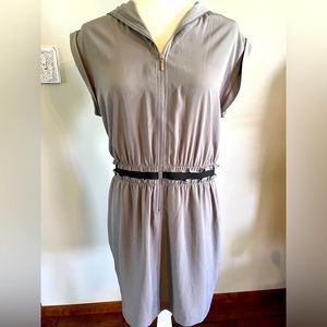 AX Armani Exchange Gray Zipper Front Hooded Mini Dress Size 8
